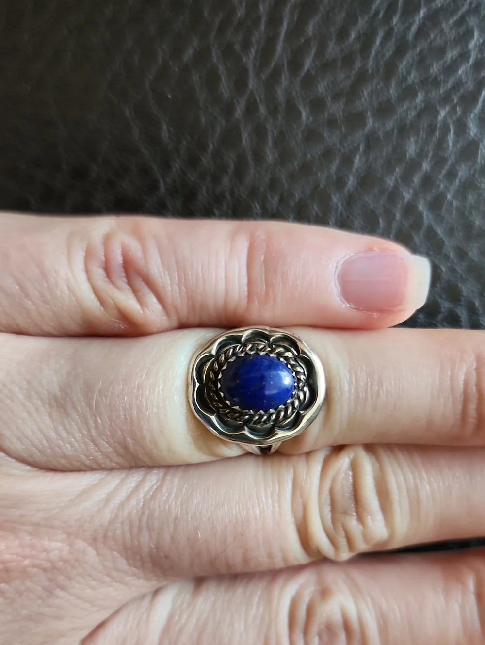 VTG Sterling Silver & Lapis Blue Stone Ring - Women Jewelry- Size 5.5